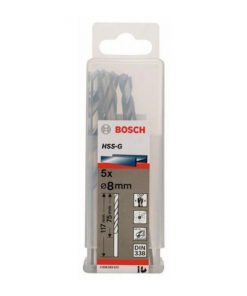 Bộ mũi khoan sắt Bosch HSS-G 8.0MM (HỘP 5 MŨI) (2608595072)